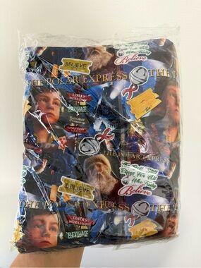 The Polar Express Printed Bamboo Blanket - Navy Blue